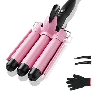 TOP4EVER 3 Barrel Curling Iron 1 Inch Hair Waver Crimper Pink Dual Temperature