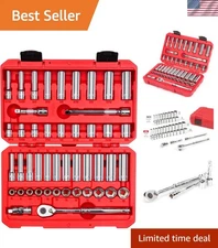 46-Piece 3/8-Inch Drive Socket Set with Quick-Release Ratchet & Carry Case