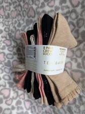 Image of Ted Baker Womens Crew Socks 8 Pack Size M 6-8 New with Tags
