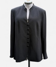Basler Women s Black Band Collar Single-Breasted 6-Button Lined Blazer 16