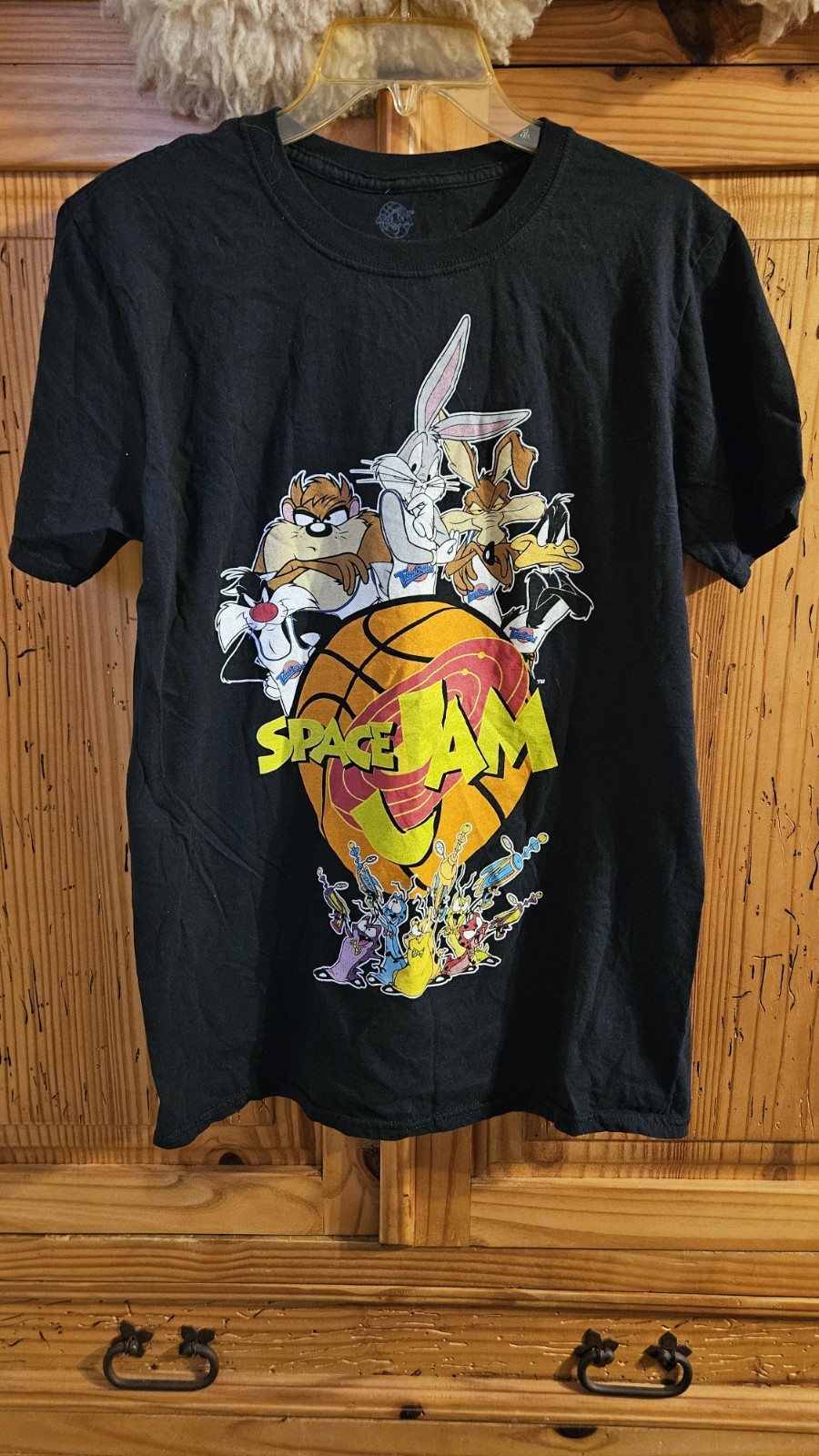 Vintage Space Jam Black T-Shirt for Men - Size Large