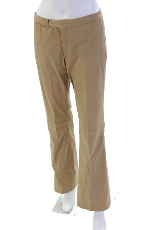 Pantalones rectos plisados de tiro medio con cremallera marrón talla 6 Rebecca Taylor para mujer Foto 2 de 4