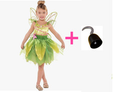 Disney Girls Tinkerbell Costume Fairy Wings Dress Sz SMALL Captain Hook Acces..