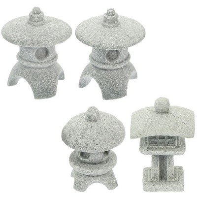 4 Pcs Japanische Dekoration Laterne Miniatur-Pflanzenbonsai Mini-Hausaccessoire