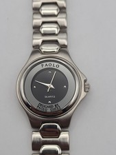 Paolo Designed by Paolo Gucci Silver Tone Quartz Watch Black Dial Working