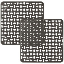 Kitchen Sink Mat PVC Adjustable Dish Drying Protector Gray 11.8x11.8 In 2 Pack
