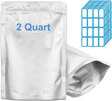 100Pcs 2 QUART Mylar Bags for Food Storage - Thick 10 Mil - 8"X12" Stand up Zipp