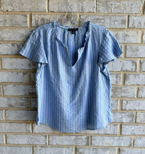 Saks Fifth Avenue Short Sleeve V-Neck Linen B...
