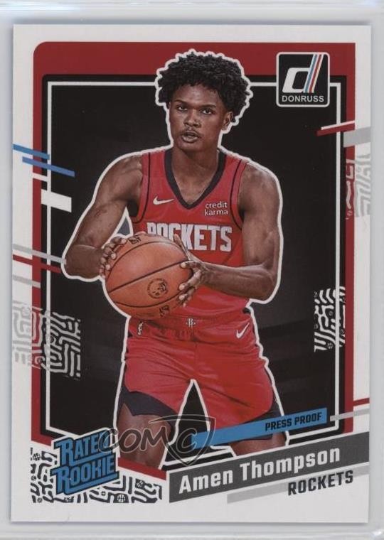 2023 Panini Donruss Rated Silver Press Proof Amen Thompson #206 Rookie RC 02ez