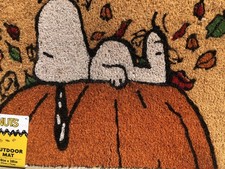 Peanuts Snoopy/Pumpkin Falling Leaves FALL Coir Door Mat 18 X 28 NEW Fast Sh
