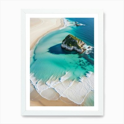 White Sandy Beach - Coastline - Sea Framed Wall Art Poster Canvas Print Picture