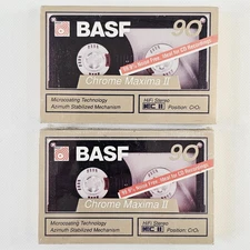 Lot Of 2 BASF Chrome Maxima II 90 Audio Cassette New Sealed Vtg