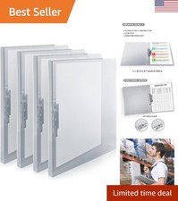 4-Pack Gray No-Punch Clamp Binders with Metal Clip - 8.5x11 Document Holder