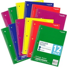 Blue Summit Spiral Notebooks Bulk, One Subject, College Ruled, 12 Pack