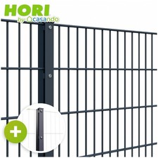 Doppelstabmattenzaun Komplettset 8/6/8 mm - 201 cm Anthrazit Gartenzaun Zaun