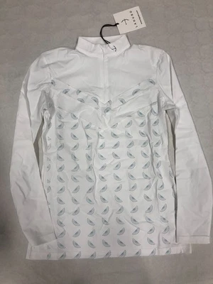 Polo Équitation Laguso Vivien Fan Femme Taille M Blanc Manches Longues Compétiti - Photo 1/4