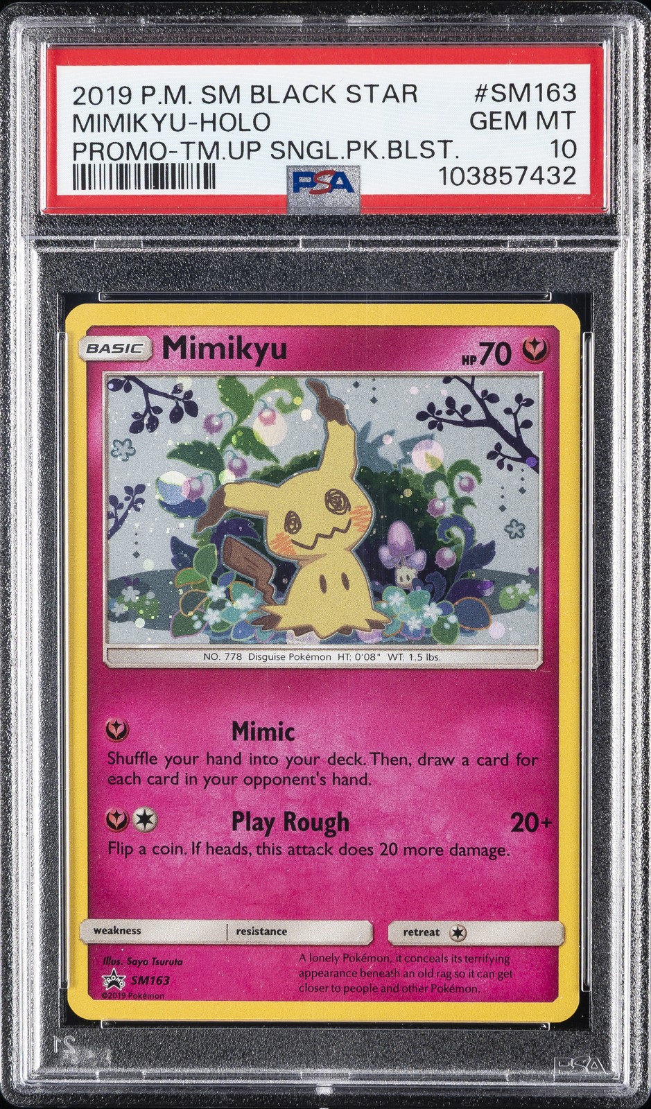 2019 POKEMON SM BLACK STAR PROMO #SM163 MIMIKYU-HOLO PSA 10