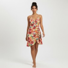 SHEIN Tropic Twist Front Runched Dress Tag 8-10-(fit is XS)Pullover/Poly-Spandx