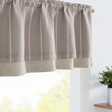 Nautical Valance Striped Linen Curtain 16 Inch Farmhouse Light Filtering Kitchen