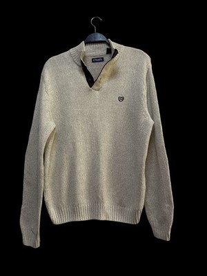 CHAPS Herren Pullover Gr. L Beige Troyer Strickpullover Baumwollmix