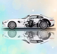 Colorful Star Racing Stripe Car Body Sticke; Vintage Style Decal Both Sides