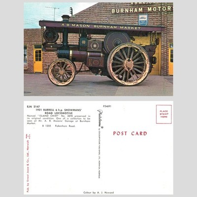 Vintage Postkarte - 1921 Burrell Showmans Road Loco Island Chief Norfolk UNBESPOSTED
