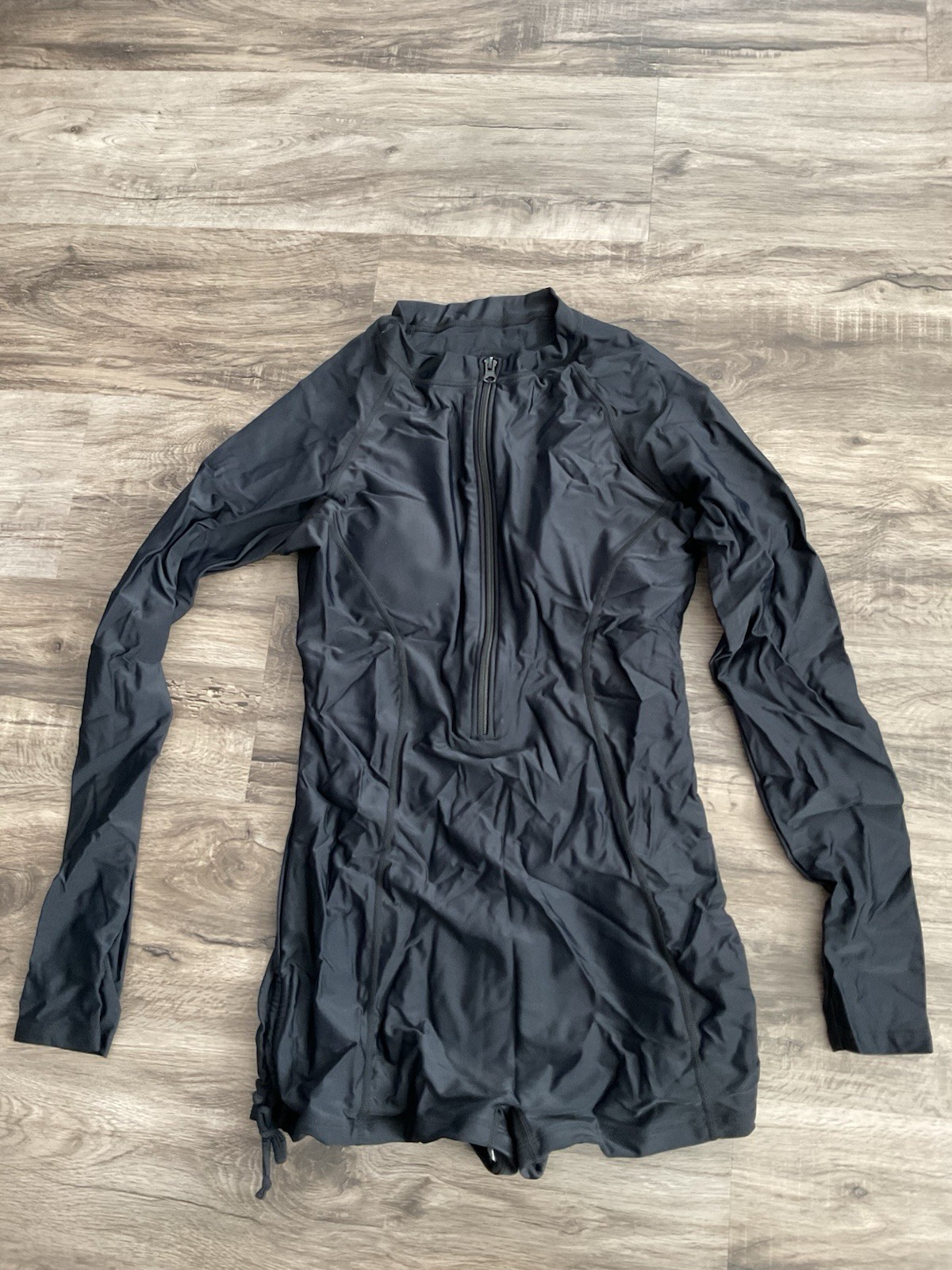 Women’s Swim One Piece Rash Guard Shorts Black Large