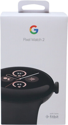 Google Pixel Watch 2 41mm Matte Black Aluminum Case with Obsidian Black Silicone