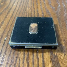 Vintage Black Rectangular Compact With Floral Center Design ￼No Markings