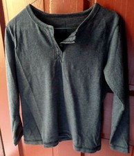 ST. JOHN'S BAY Gray 100 Cotton 3 Button Crewneck Pullover Top Size S