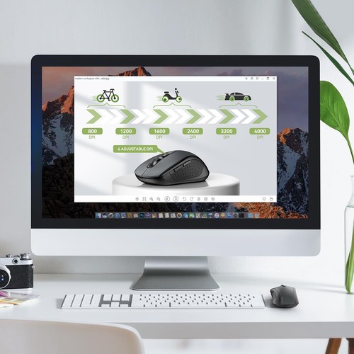Bluetooth Mouse 4000DPI Wireless Mouse Bluetooth for Laptop 2-in-1BT 5.0/3.0+... - Picture 3 of 8