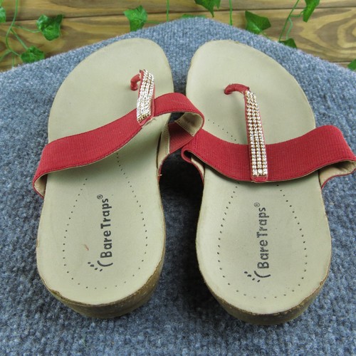 Baretraps Hatsy Women T-Strap Sandal Shoes Size 8 Medium Red Textile - Imagen 5 de 10