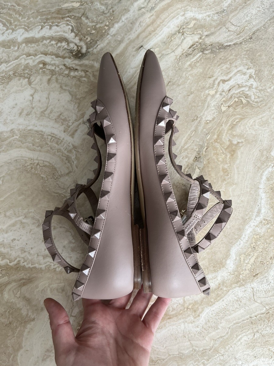 Valentino Rockstud 36 6 Leather Ballerina Flat Shoes Nude Valentino Rockstud 36 6 Leather Ballerina Flat Shoes Nude