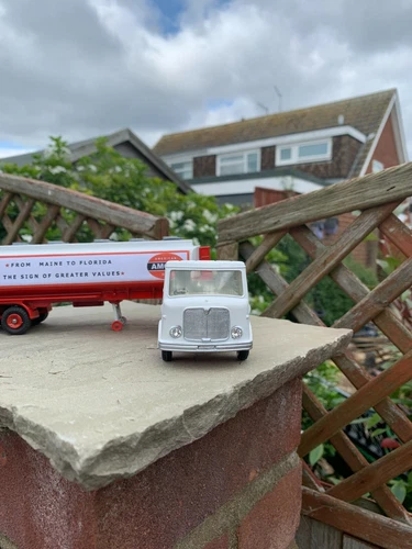 Dinky 945 AEC Artic Tanker completely Restored and in AMOCO colours White over R