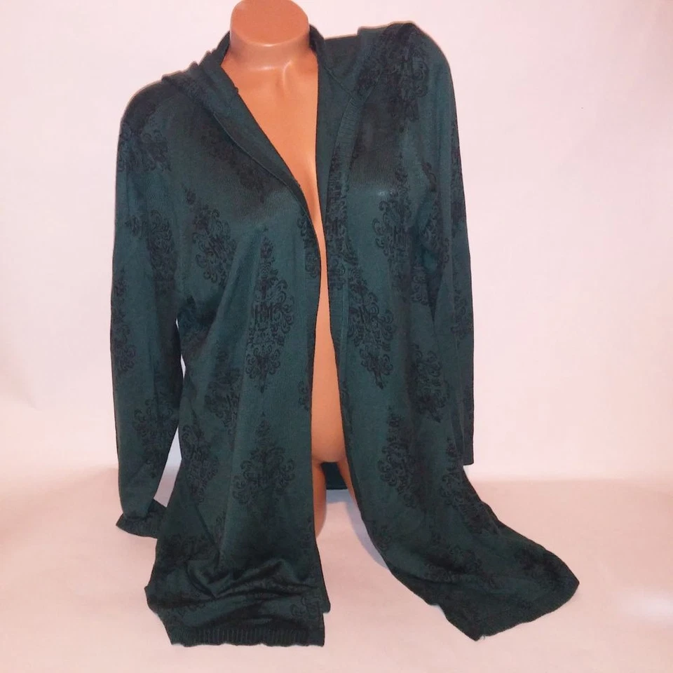 Torrid Disney The Haunted Mansion Cardigan Sweater Hooded 2X Green Black - Image 2 of 4