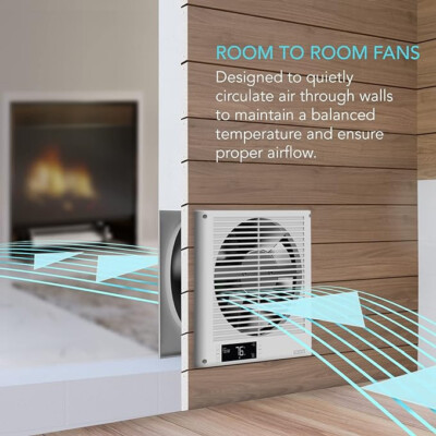 AC Infinity Room to Room Fan 8 , Two-Way Airflow Through-the-Wall Fan with Tempe