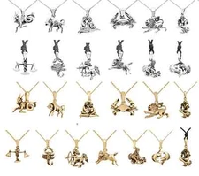 New Astrology Horoscope Sterling Silver Gold Brass Necklace Pendant Jewelry