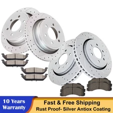 Front Rear Drilled Rotors Discs Brake Ceramic Pads Kit for 2010-2011 Ford F-150