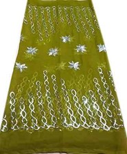 Heavy Green Vintage Dupatta Georgette Embroidered Long Stole Wrap scarf Hijab