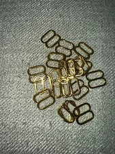 Lot 20 Gold Metal bra strap adjuster Tri Glide slider sliders 5/8” 3/4”