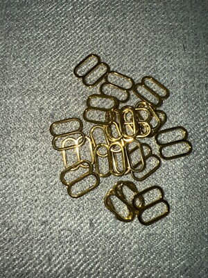 Lot 20 Gold Metal bra strap adjuster Tri Glide slider sliders 5/8  3/4 