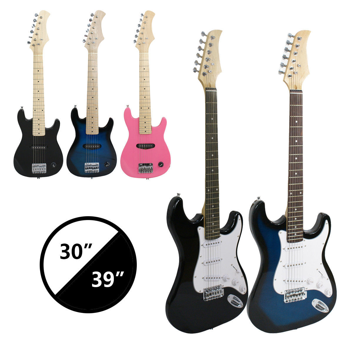 30"/39" Full Size Electric Guitar +5w / 10w AMP+Strap+Cord+Gigbag NEW Beginner