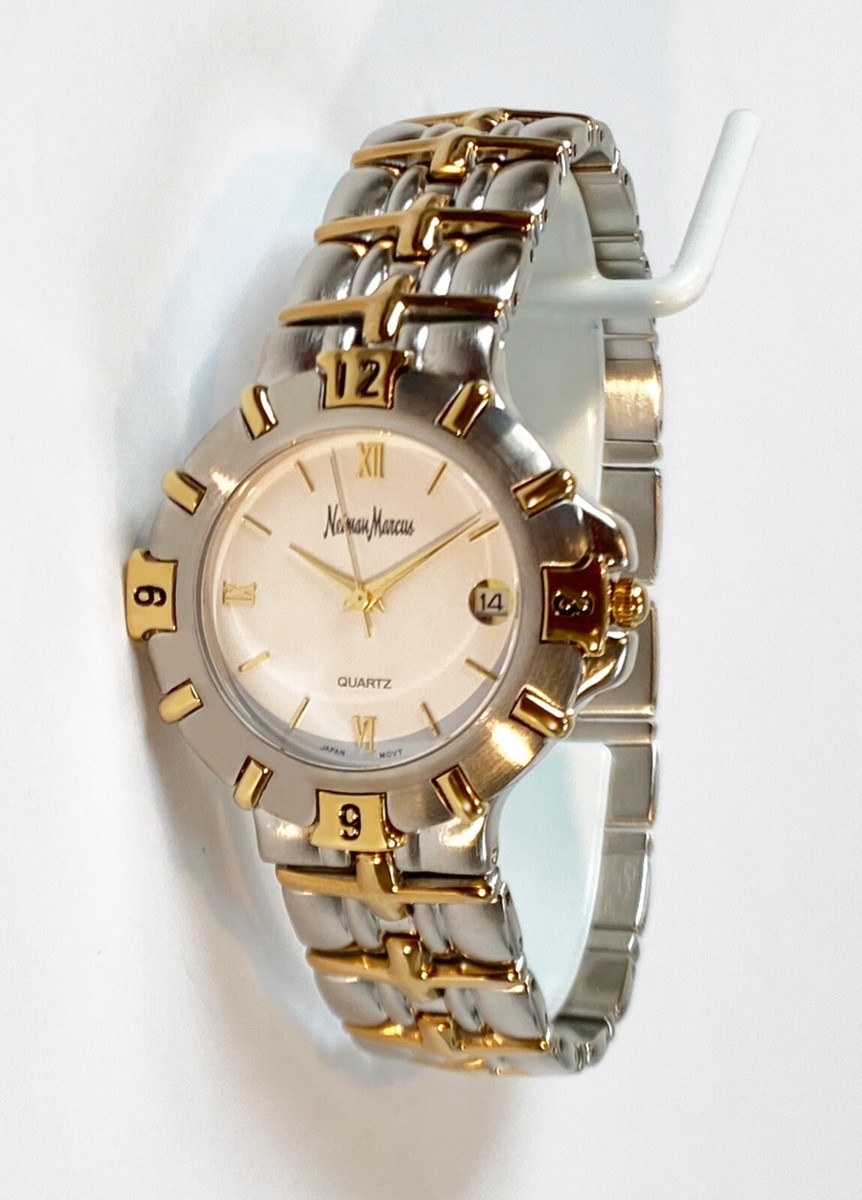 NEIMAN MARCUS 2 Tone Quartz Ladies Watch 7 inch VTG Neiman Marcus Watch Womens Gold Tone Rectangle Wind  main image 4
