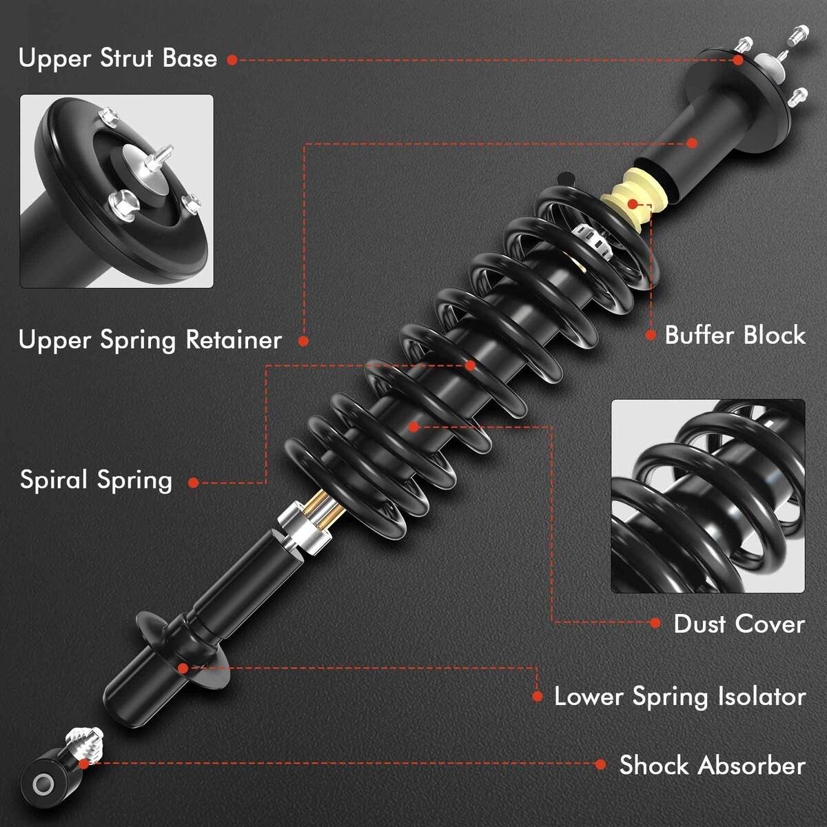 2000-2002 Jaguar S-Type 3.0L 4.0L Rear Complete Strut & Coil 2000-2002 Jaguar S-Type 3.0L 4.0L Rear Complete Strut & Coil