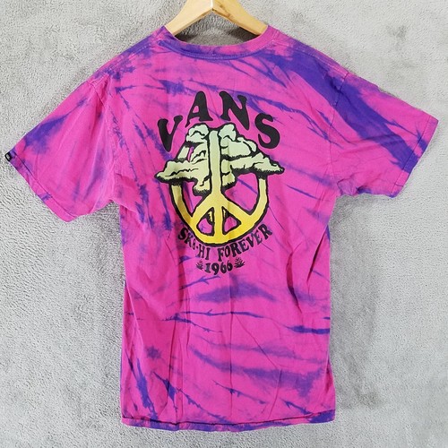Camiseta Vans para Hombre Mediana Rosa Púrpura Tie Dye SK8 HI Forever Peace - Imagen 8 de 13