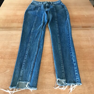 Na-Kd Jeans Women EU 36 US 8 Blue Mid Rise Raw Hem Medium Wash Stretch Boho