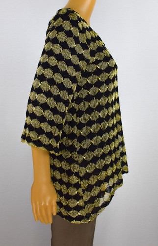 JM Collection Petite Womens Black/Gold Keyhole Blouse Top Size PL - Picture 3 of 5