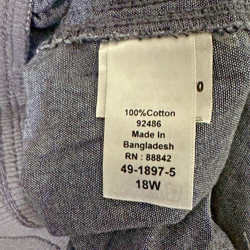 NWOT Woman Within tie waist chambray solid blue cargo capri pants Sz 18W - 第 6/7 張圖片