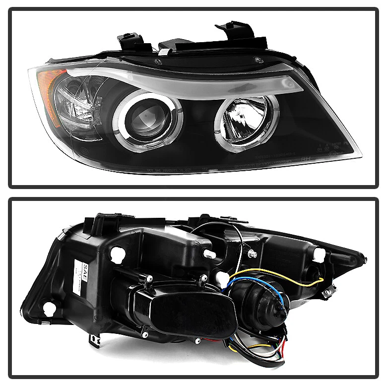 Faros proyectores LED halo negros para BMW E90 serie 3 2009-2012 sedán Foto 2 de 4