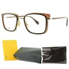 NEW FENDI FF M0064 09Q Brown Square Full Rim Mens Optical Frame